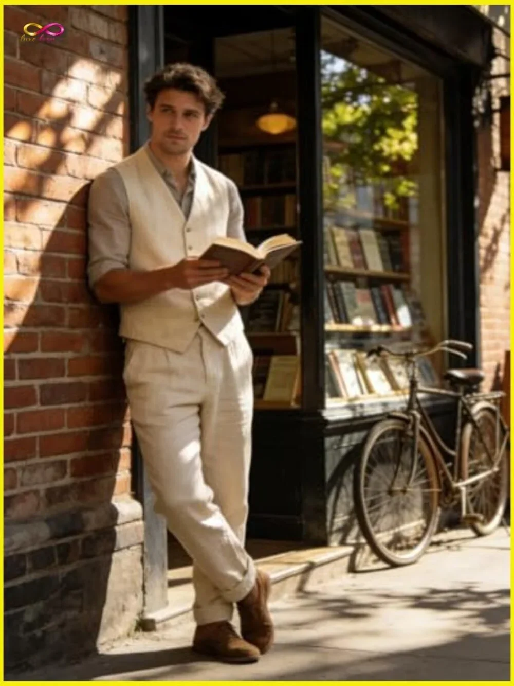 Linen Vest Pants Set Slim Fit Casual Summer Suit Wedding Prom Groomsman